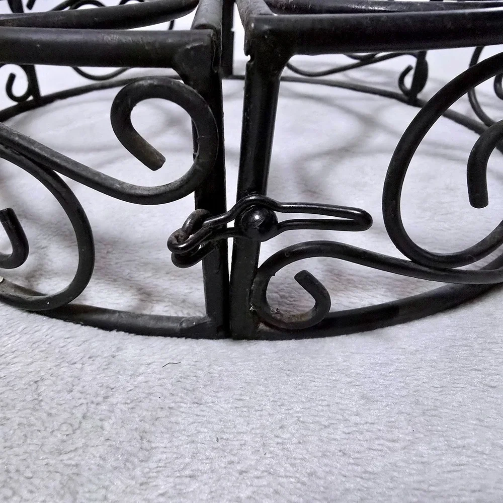 Vintage Black Metal 7-Candle Holder Folding Scrollwork Centerpiece